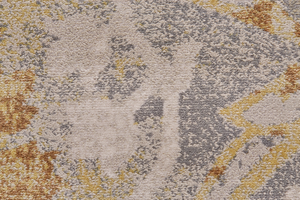 Cannes Transitional Trellis Lattice Gray Yellow Ivory Area Rug (2'10" x 7'10")