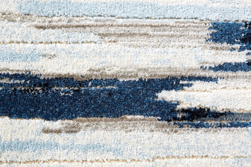 Milton Modern Abstract Ivory Blue Gray Area Rug (6'7" x 9'6")