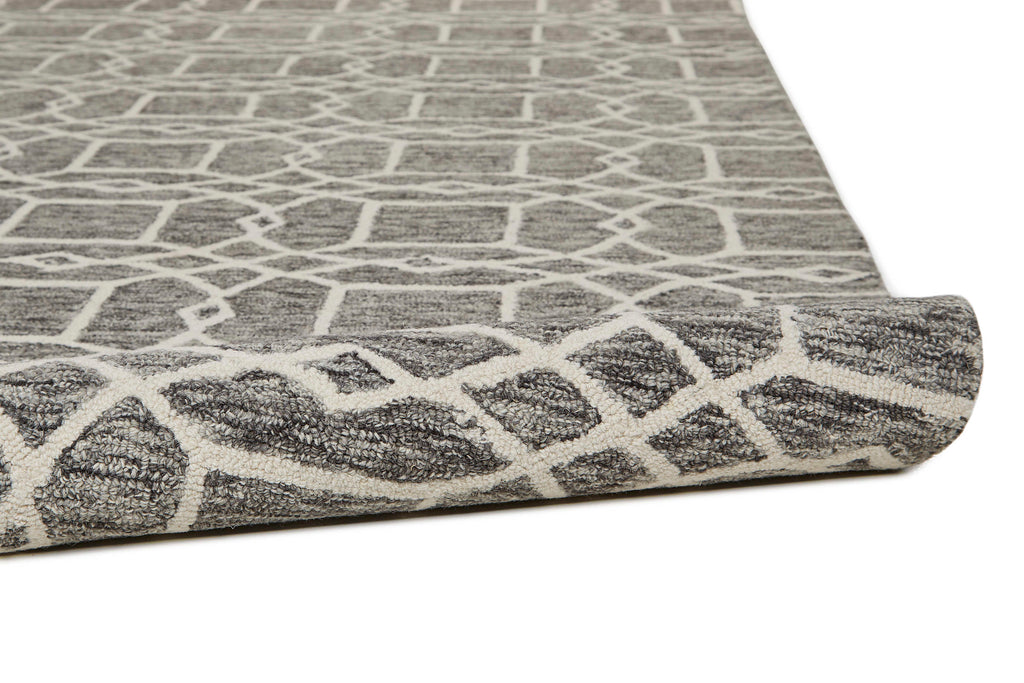 Rhett Transitional Trellis Lattice Black Gray Ivory Area Rug (9' x 12')