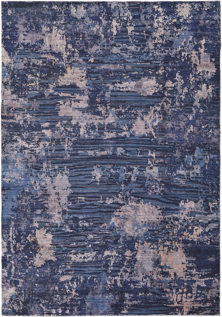 Mathis Transitional Abstract Blue Pink Area Rug (3'11" x 6')