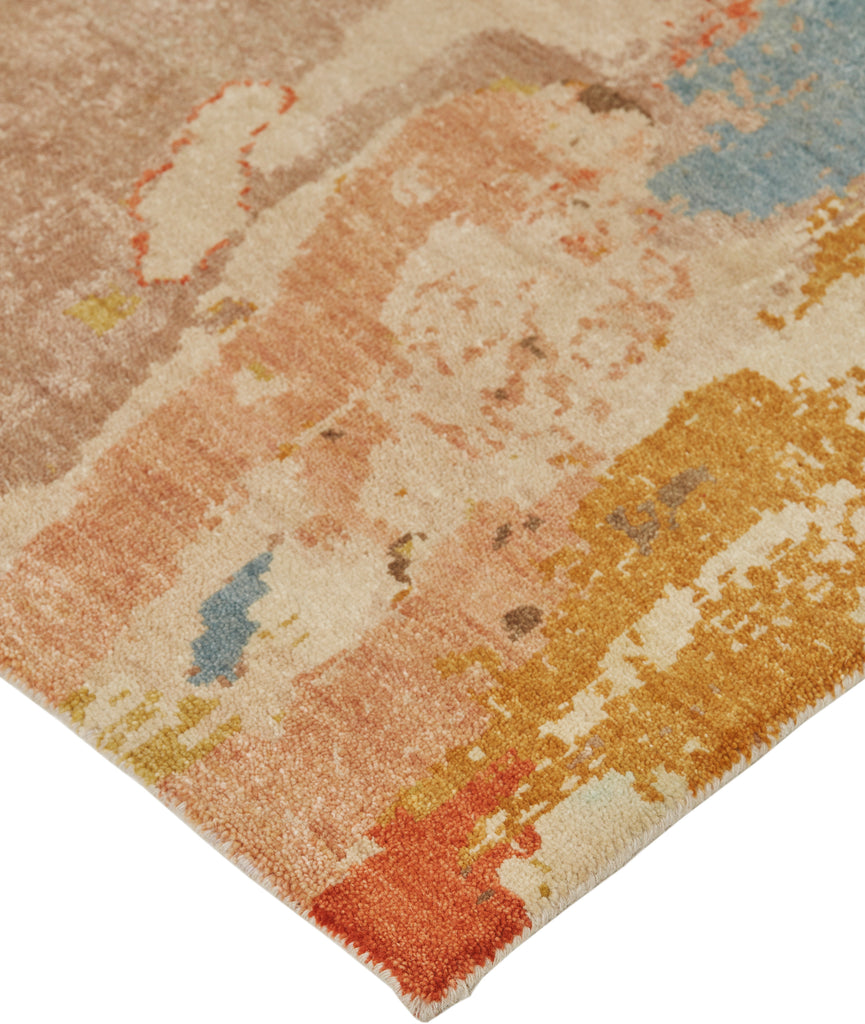 Leandra Modern Ikat Tan Red Ivory Area Rug (9'6" x 13'6")