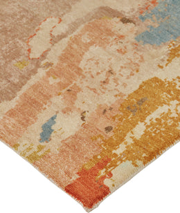 Leandra Modern Ikat Tan Red Ivory Area Rug (8'6" x 11'6")