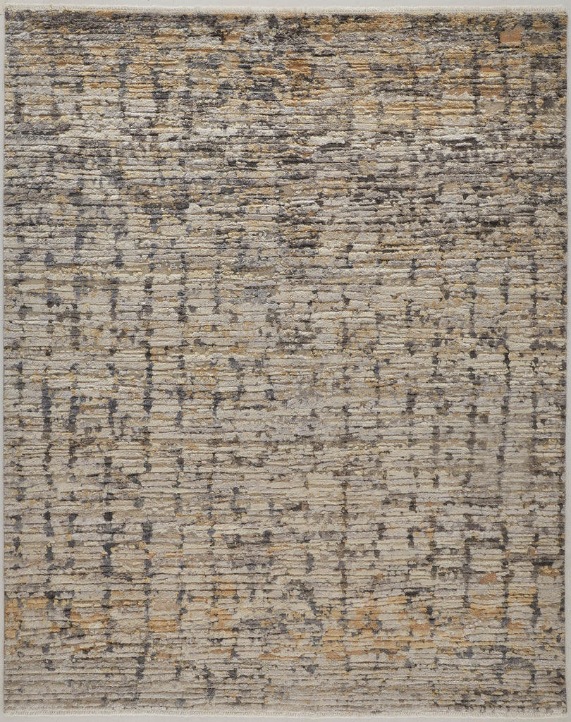 Breel Modern Abstract Gray Gold Ivory Area Rug (9'6" x 13'6")