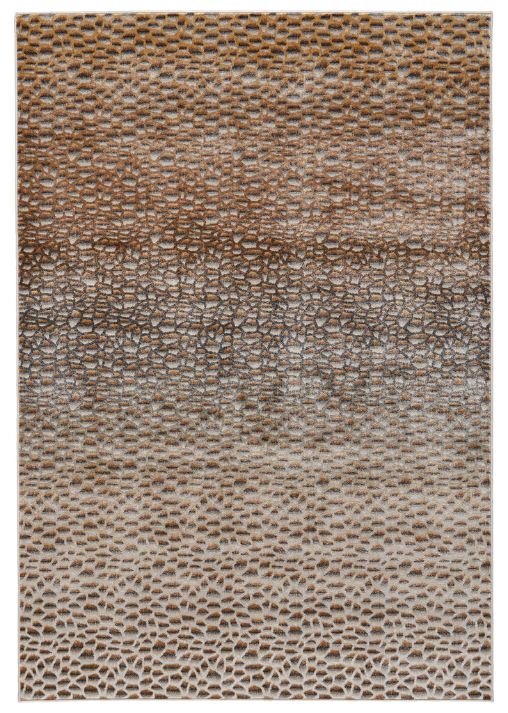 Cannes Transitional Animal Print Brown Orange Gray Area Rug (1'8" x 2'10")