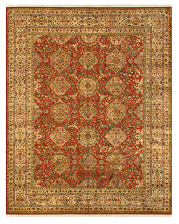 Sophia Traditional Persian Red Orange Ivory Area Rug (9' x 9')