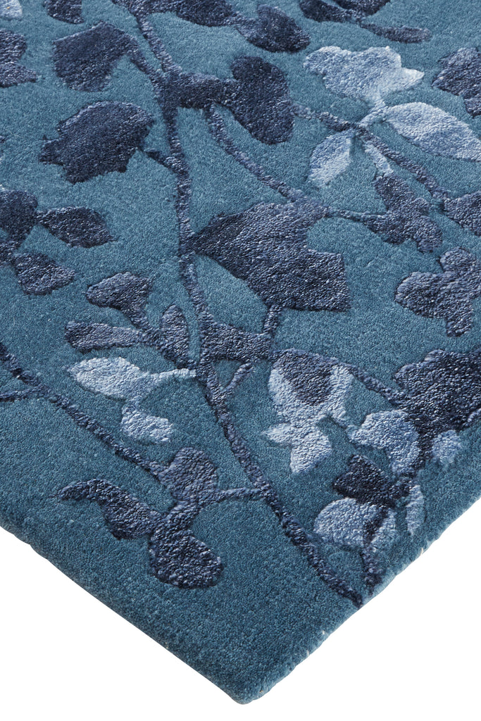 Bella Transitional Floral Botanical Blue Area Rug (2'6" x 8')