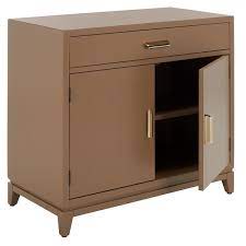 Nigel 2 Door 1 Drawer Chest, Taupe / Brass