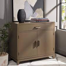 Nigel 2 Door 1 Drawer Chest, Taupe / Brass