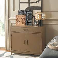 Nigel 2 Door 1 Drawer Chest, Taupe / Brass