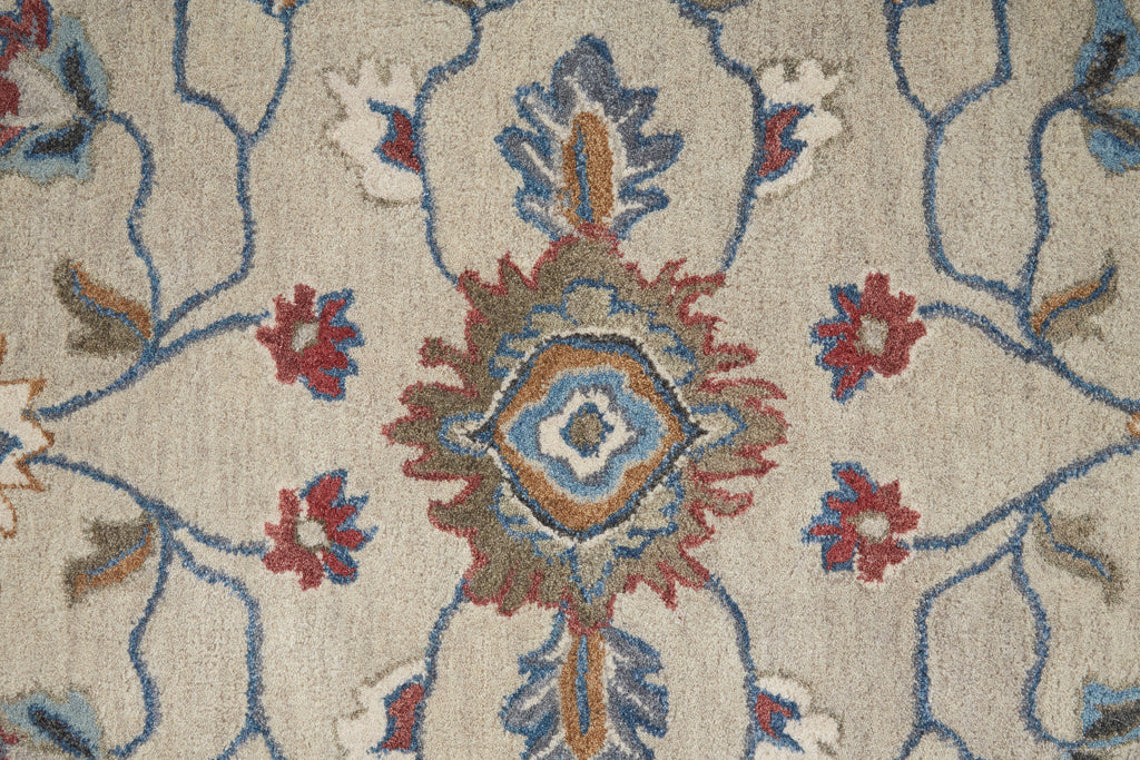 Rylan Transitional Oriental Ivory Taupe Blue Area Rug (9' x 12')