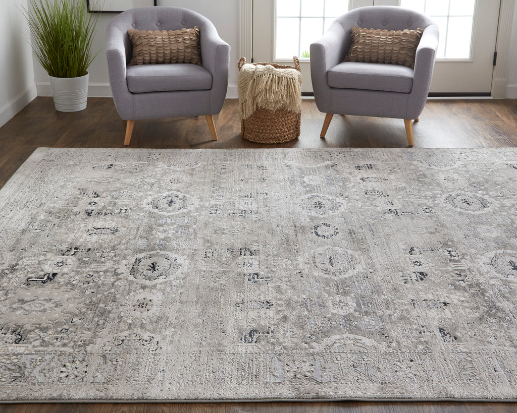 Macklaine Transitional Oriental Gray Silver Area Rug (8' x 10')