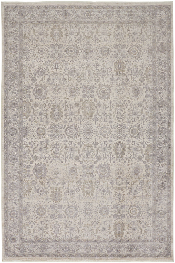 Marquette Transitional Oriental Gray Silver Ivory Area Rug (4' x 5'3")