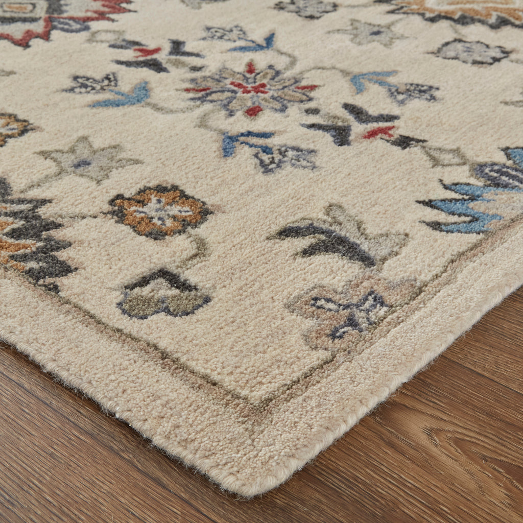 Rylan Transitional Floral Botanical Ivory Blue Tan Area Rug (9' x 12')