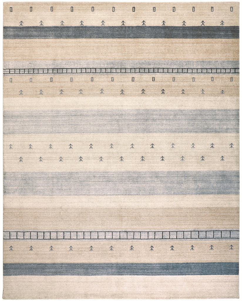 Legacy Transitional Stripes Ivory Tan Gray Area Rug (7'9" x 9'9")