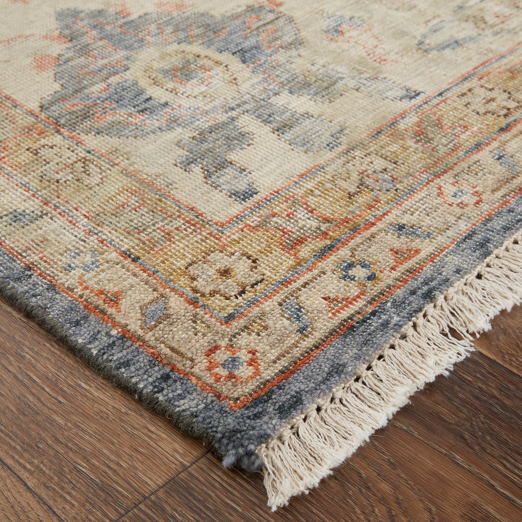 Marabel Traditional Oriental Tan Blue Orange Area Rug (7'9" x 9'9")