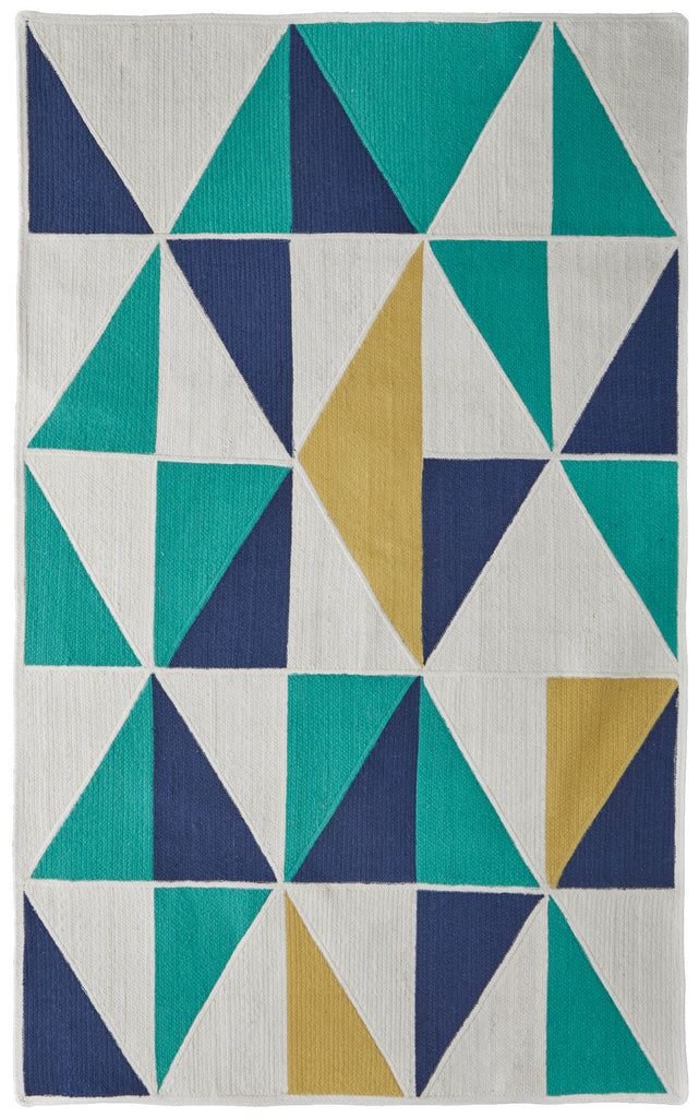 Clare Transitional Geometric Blue Ivory Yellow Area Rug (5' x 8')