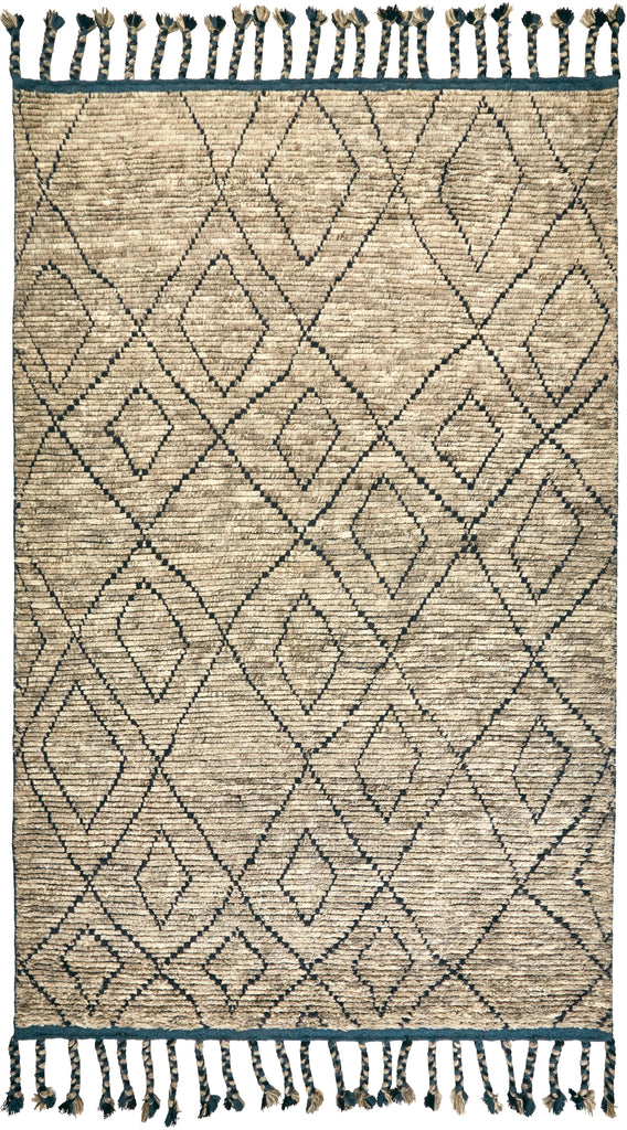 Twain Transitional Diamond Tan Blue Black Area Rug (4' x 6')