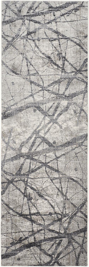 Kano Transitional Abstract Taupe Gray Ivory Area Rug (2'7" x 8')