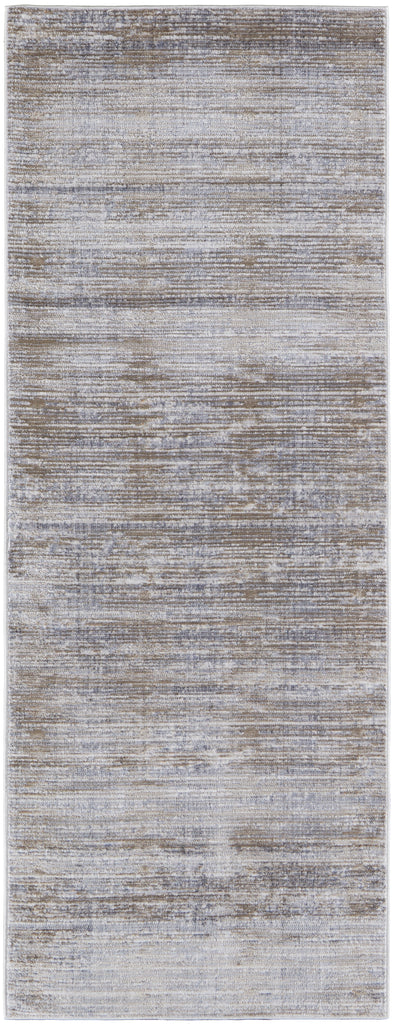 Laina Transitional Distressed Taupe Silver Tan Area Rug (3' x 12')