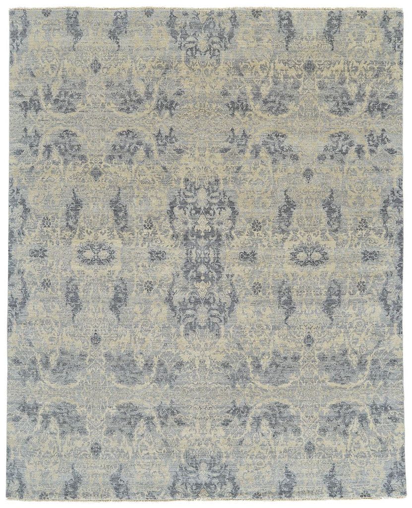 Dalia Modern Damask Gray Yellow Area Rug (5'6" x 8'6")