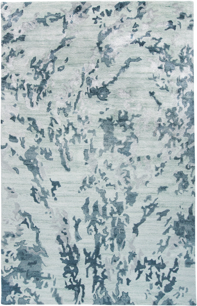 Dryden Transitional Abstract Blue Green Silver Area Rug (2' x 3')