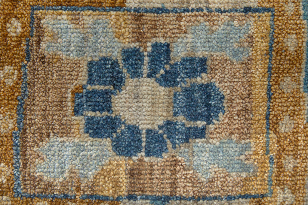 Rapsody Transitional Medallion Blue Tan Orange Area Rug (9'6" x 13'6")