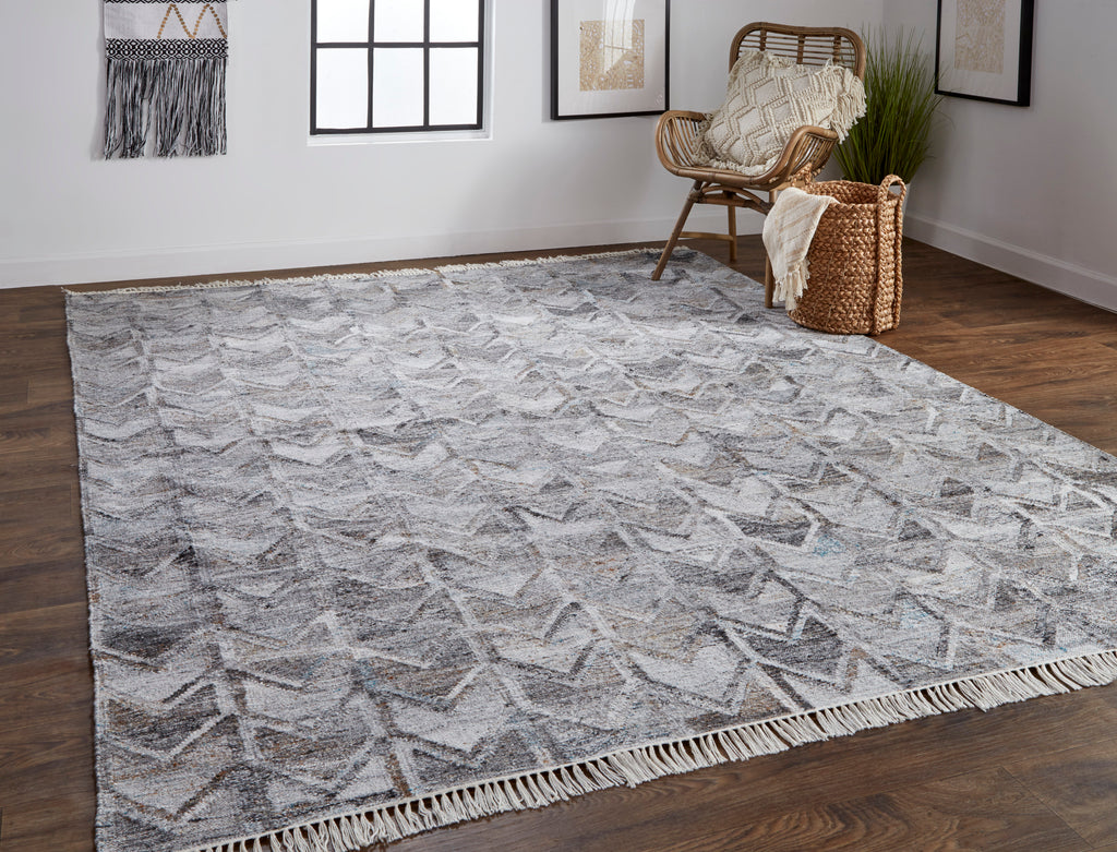 Beckett Transitional Herringbone Gray Silver Taupe Area Rug (3'6" x 5'6")