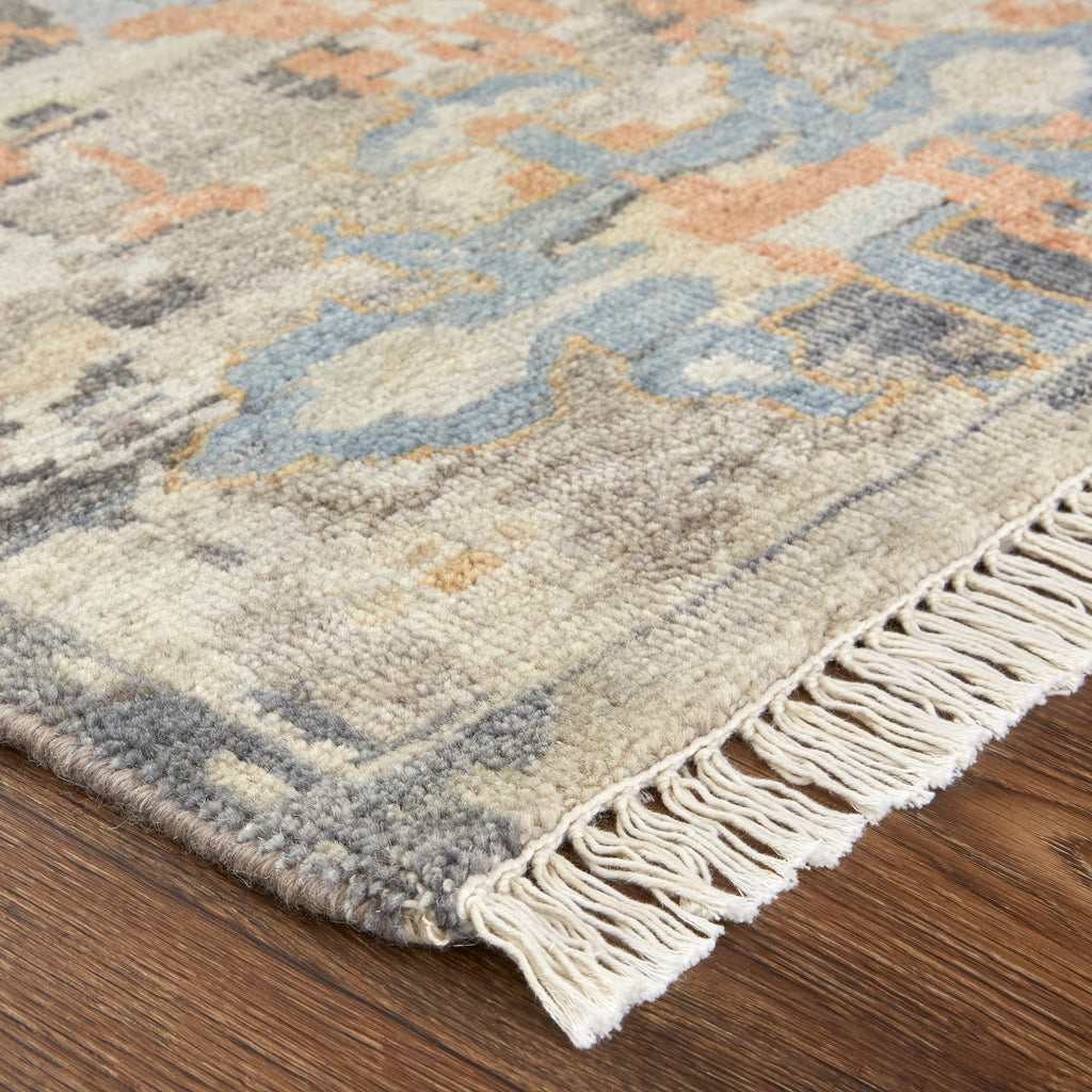 Noris Transitional Distressed Taupe Gray Red Area Rug (7'9" x 9'9")