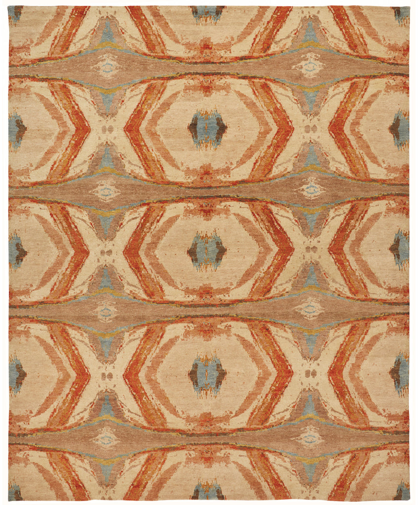 Leandra Modern Geometric Tan Orange Blue Area Rug (9'6" x 13'6")