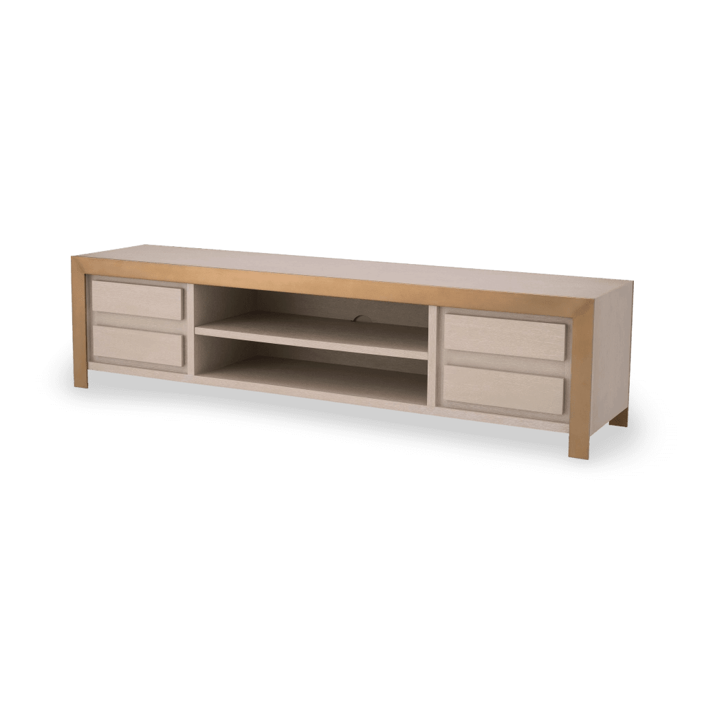 Tv Cabinet Talbot Washed Oak Ven Br Brass Finish