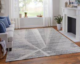 Brighton Modern Abstract Ivory Gray Area Rug (9'6" x 13'6")