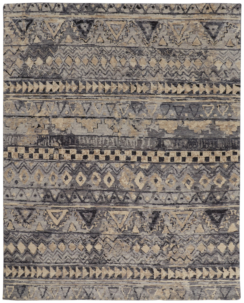 Palomar Transitional Geometric Taupe Gray Tan Area Rug (9'6" x 13'6")