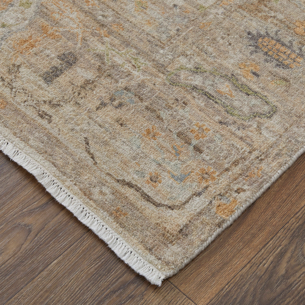 Rowen Transitional Floral Botanical Taupe Ivory Tan Area Rug (7'9" x 9'9")