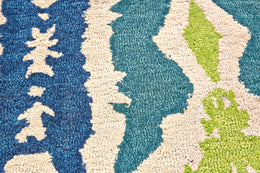 Liana Transitional Abstract Blue Green Ivory Area Rug (3'6" x 5'6")