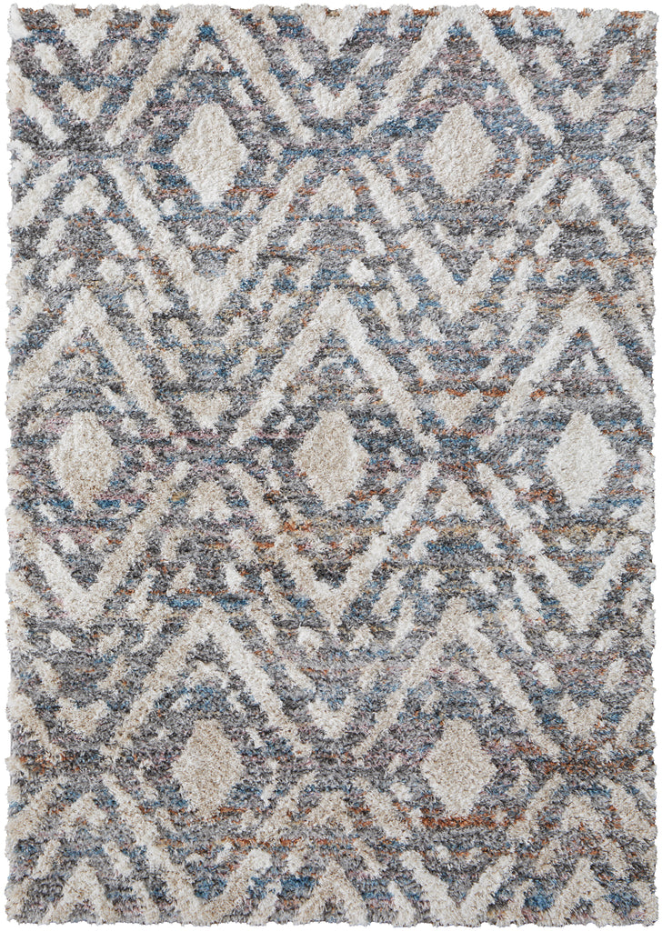 Mynka Transitional Diamond Ivory Gray Taupe Area Rug (9' x 12')