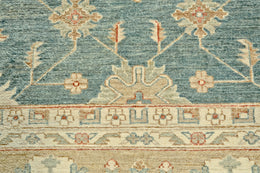 Adolphus Traditional Oriental Tan Blue Green Area Rug (9'6" x 13'6")