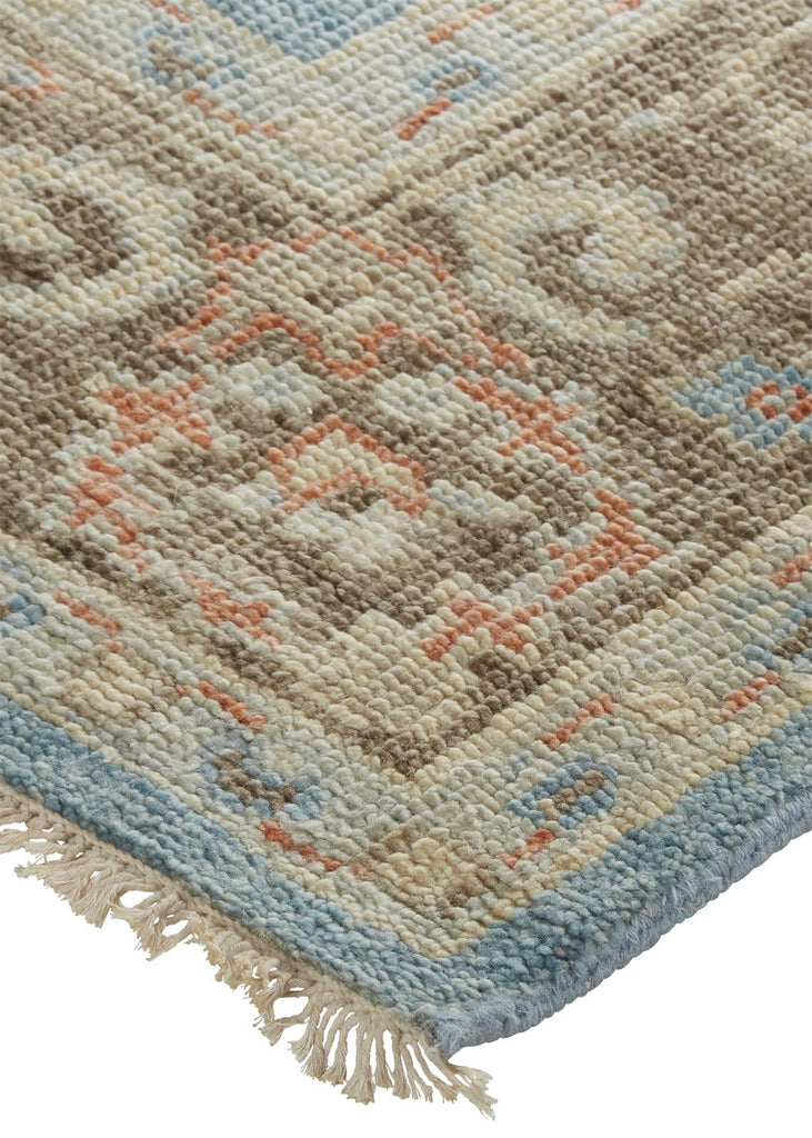 Beall Traditional Oriental Blue Brown Area Rug (2'6" x 8')