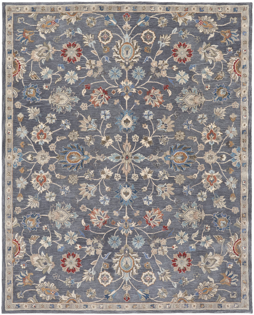 Rylan Transitional Oriental Gray Ivory Red Area Rug (2' x 3')