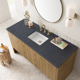 Hudson 60" Single Vanity, Light Natural Oak with 3 cms Charcoal Soapstone Top