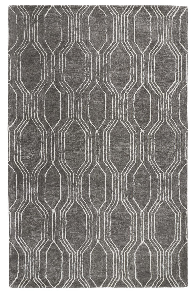 Hansel Traditional Geometric Gray Ivory Area Rug (8' x 10')