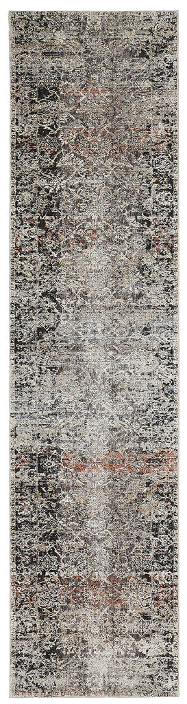 Caprio Transitional Distressed Gray Black Red Area Rug (2'6" x 12')