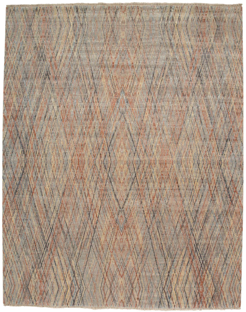 Hannah Modern Diamond Gray Red Yellow Area Rug (7'9" x 9'9")