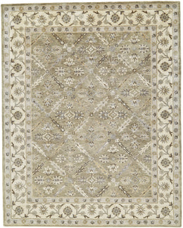 Eaton Traditional Oriental Green Brown Taupe Area Rug (2'6" x 10')