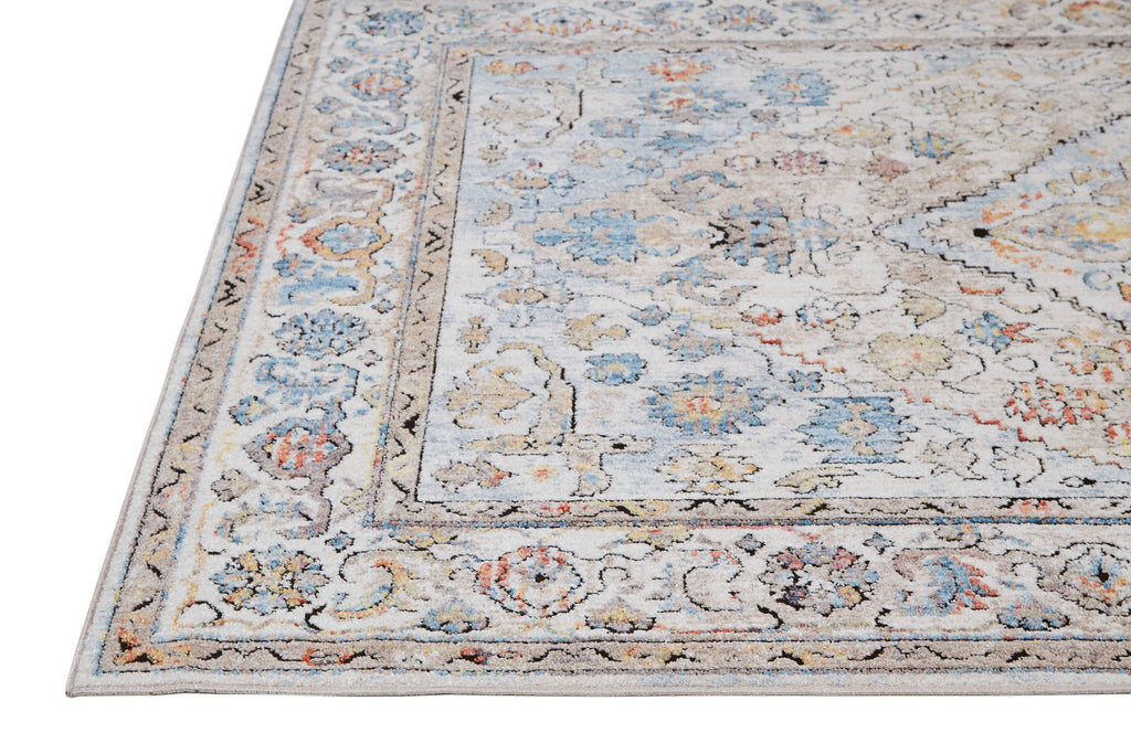 Armant Traditional Medallion Taupe Blue Gray Area Rug (6'7" x 9'6")