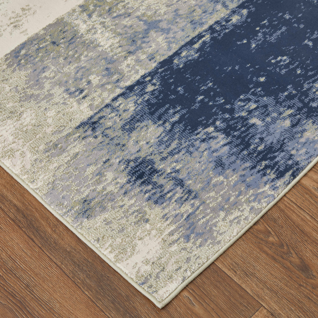 Clio Modern Abstract Blue Green Ivory Area Rug (10' x 13'2")