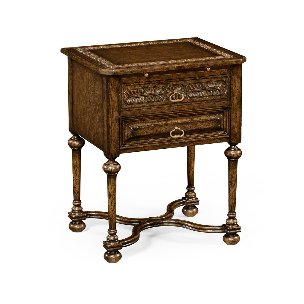 Versailles Tudorbethan Dark Oak Side Table with Slide