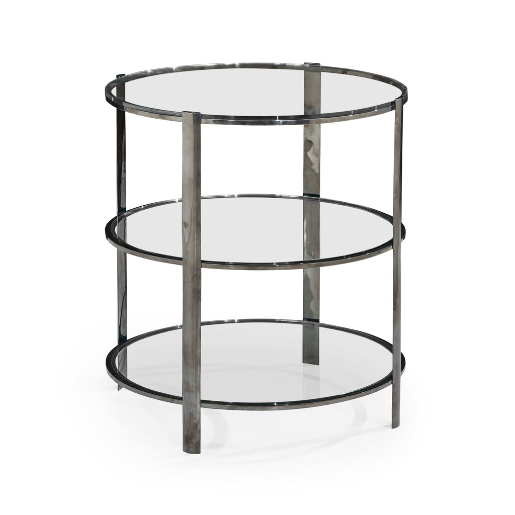 Gatsby Round Black Nickel End Table