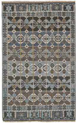 Ashi Transitional Southwestern Blue Brown Gray Area Rug (2' x 3')