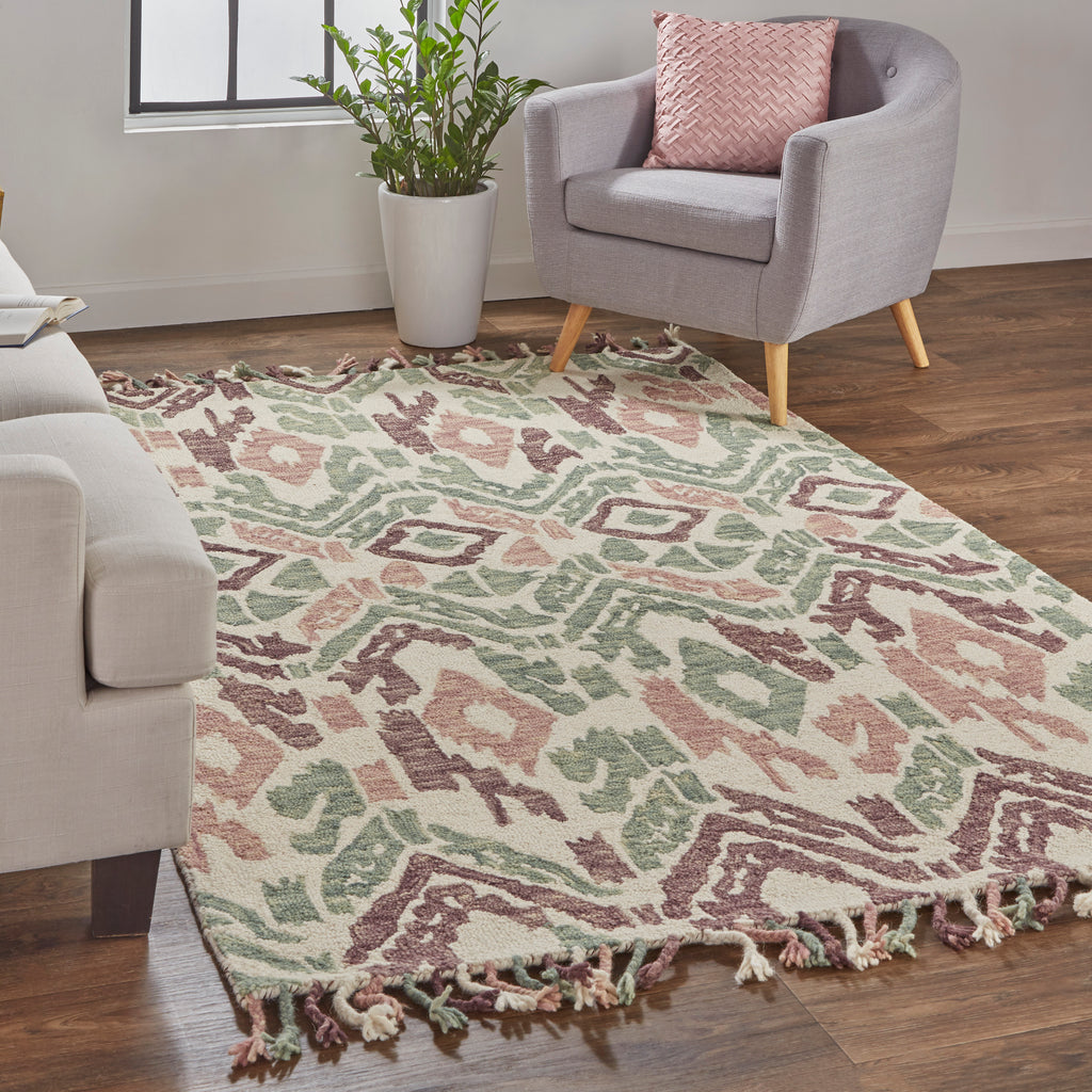 Remington Modern Abstract Tan Green Brown Area Rug (8' x 10')