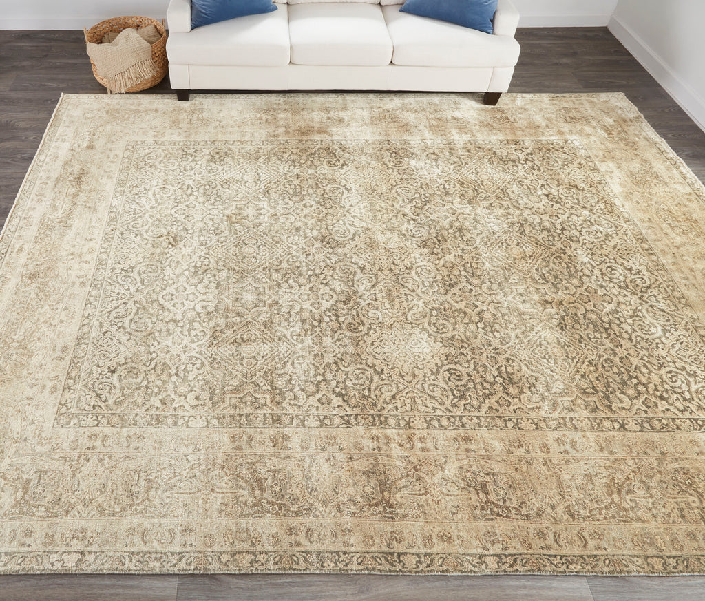 Ouray Traditional Damask Taupe Gray Tan Area Rug (11'6" x 15')